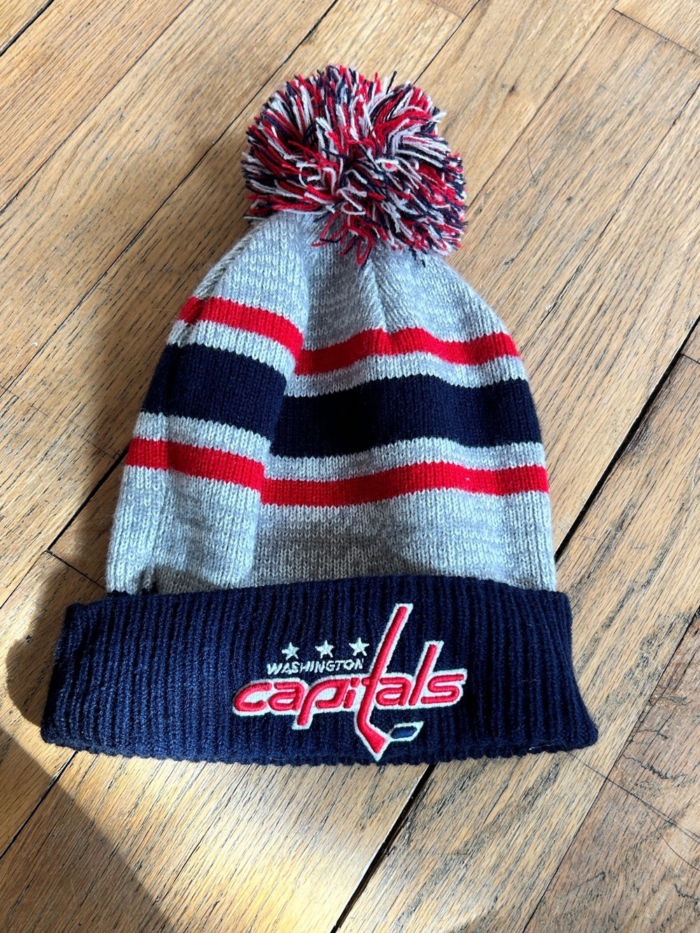 Washington Capitals Knit Pom Beanie - Grey, Navy & Red